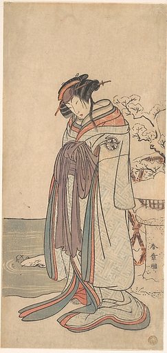 The Third Segawa Kikunojo as a Courtesan Standing in the Snow