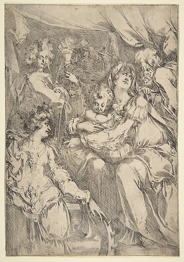 The Holy Family with Saint Catherine, Saint John the Evangelist and an Angel