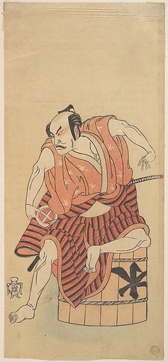 The Third Otani Hiroemon as an Otokodate Seated Upon an Inverted Tub