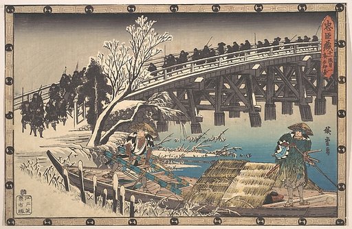 The Loyal Ronin Crossing the Long Bridge to Embark for the Night Attack upon Moronao