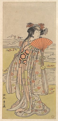 The Actor Segawa Kikunojo III as a Woman Standing near a Winding Stream