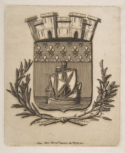 Coat-of-Arms Symbolizing the City of Paris, from "Etchings of Paris"