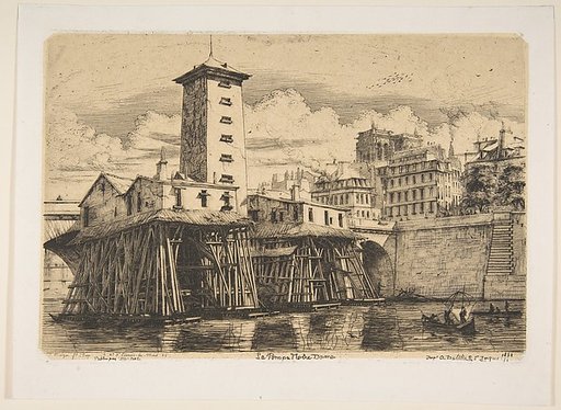 The Nôtre-Dame Pump, Paris, from "Etchings of Paris"