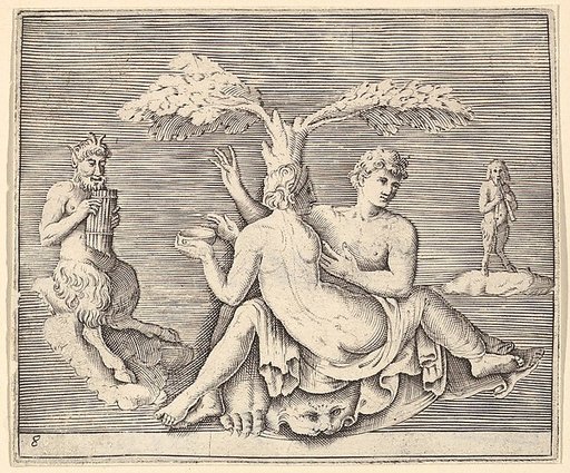Two Lovers with Pan, from "Ex Antiquis Cameorum et Gemmae Delineata/ Liber Secundus/et ab Enea Vico Parmen Incis"