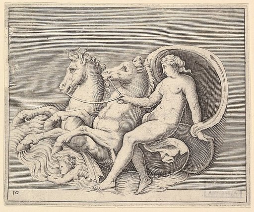 Female Nude with Two Seahorses, from "Ex Antiquis Cameorum et Gemmae Delineata/ Liber Secundus/et ab Enea Vico Parmen Incis"