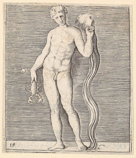 Man with Crayfish and Urn of Water, from "Ex Antiquis Cameorum et Gemmae Delineata/ Liber Secundus/et ab Enea Vico Parmen Incis"