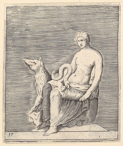Figure with Pig and Serpent, from "Ex Antiquis Cameorum et Gemmae Delineata/ Liber Secundus/et ab Enea Vico Parmen Incis"