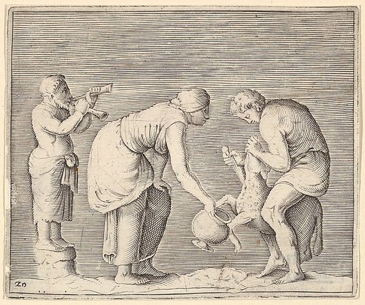 A Woman Collecting Blood from a Sheep, from "Ex Antiquis Cameorum et Gemmae Delineata/ Liber Secundus/et ab Enea Vico Parmen Incis"