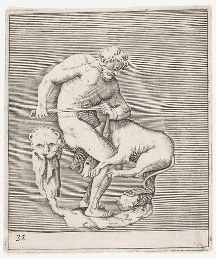 Hercules and Cerberus, from "Ex Antiquis Cameorum et Gemmae Delineata"