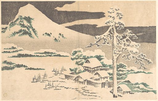 Seaside Village in Winter, from Hokusai’s Album of Realistic Pictures (Hokusai shashin gafu)