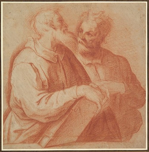 Two Male Figures in Half-Length Conversing