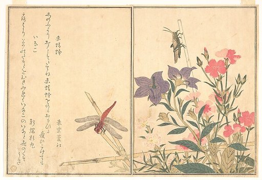 Red Dragonfly (Akatonbo); Locust (Inago), from the Picture Book of Crawling Creatures (Ehon mushi erami)