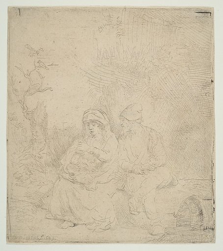The Rest on the Flight into Egypt; lightly etched