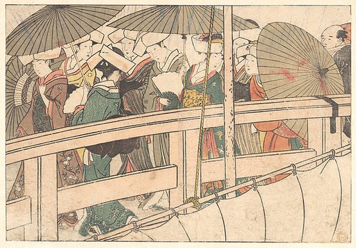 Women on a Bridge, from the illustrated book Flowers of the Four Seasons