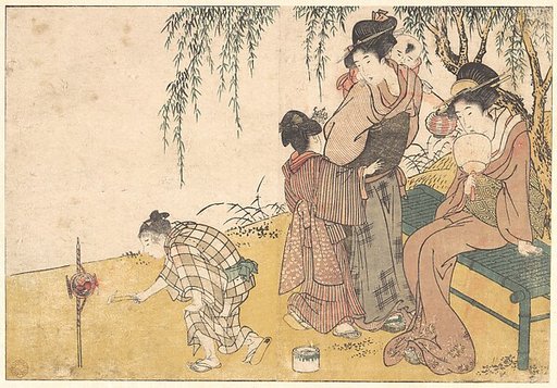 A Child Lighting Fireworks, from the illustrated book Flowers of the Four Seasons
