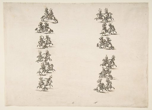 Twenty-four Cavaliers Fighting in Two Columns