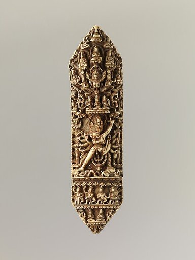Plaque from a Tantric Ritual Apron (Chakrasamvara and Vajravarahi at Center)