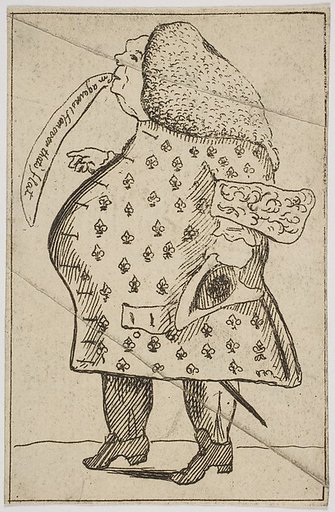 Caricature of a Man declaring: "I'm against Hanover that's flat"