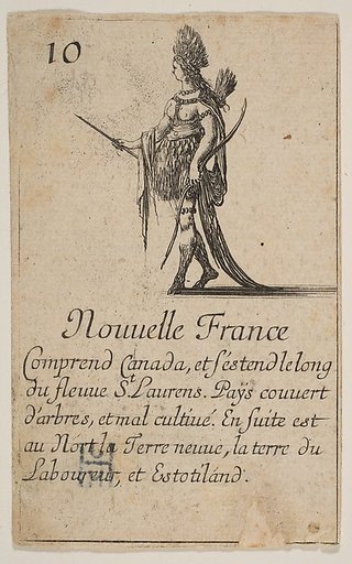 New France, from the playing cards "Jeu de la Géographie"