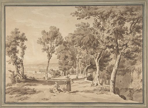 Figures in a Grove above  the Bay of Naples