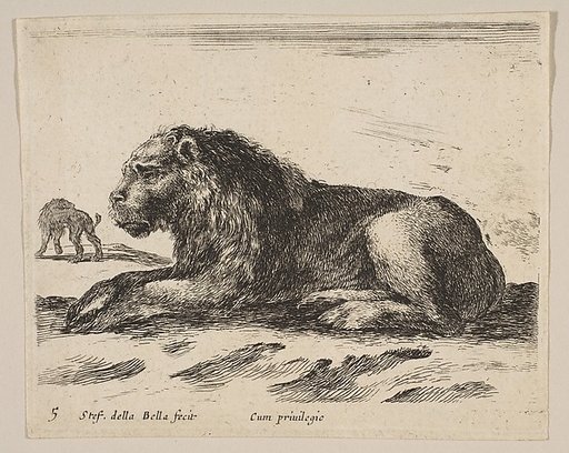 Plate 5: Reclining Lion, from "Various animals" (Diversi animali)