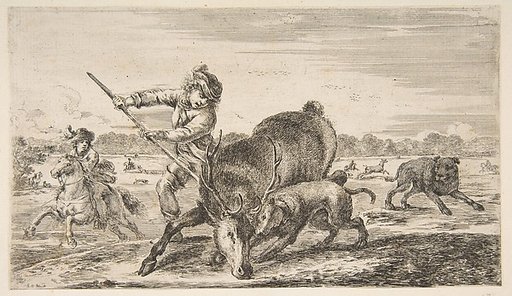 Stag at bay, from "Animal hunts" (Chasses à différents animaux)