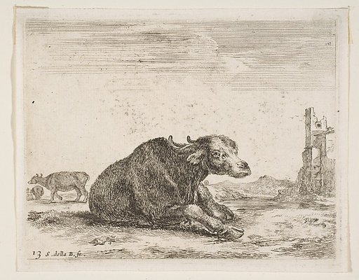 Buffalo lying down, plate 13 from "Various Animals" (Diversi Animali)