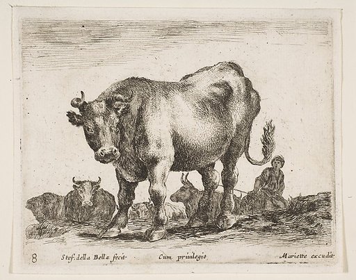 Cow, plate 8 from "Various Animals" (Diversi Animali)