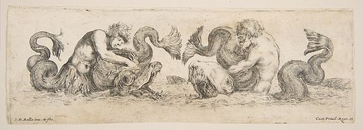 Frieze with Tritons and Dolphins, plate 13 from "Decorative friezes and foliage" (Ornamenti di fregi e fogliami)