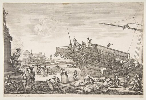 Loading a galley, from "Views of the port of Livorno" (Vues du port de Livourne)