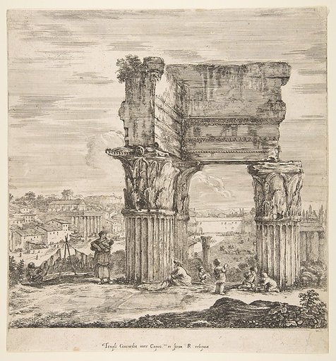 The Temple of Vespasian and the Roman Forum, from "Six large views, four of Rome, and two of the Roman countryside" (Six grandes vues, dont quatre de Rome et deux de la Campagne romaine)