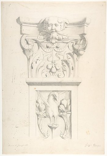 Drawing after a XVIth-Century Marble Pilaster and Capital