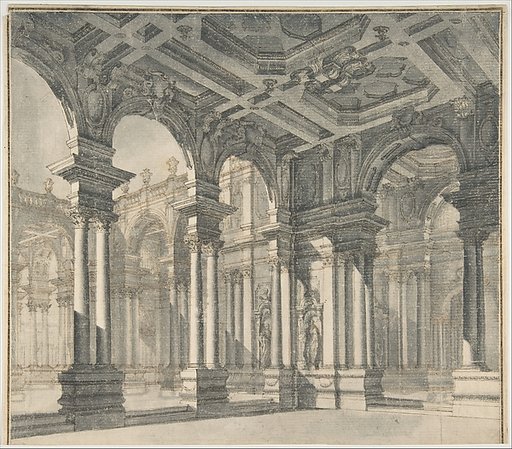 Design for a Stage Set with a Monumental Arcaded Courtyard