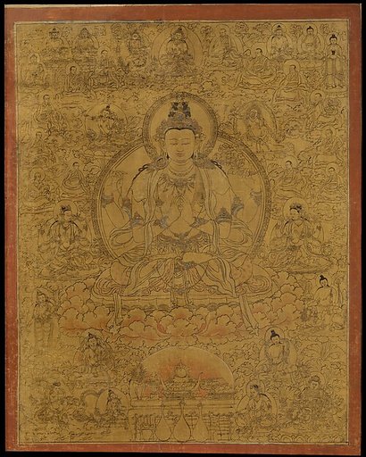 Sadaksari-Lokeshvara Surrounded by Manifestations and Monks