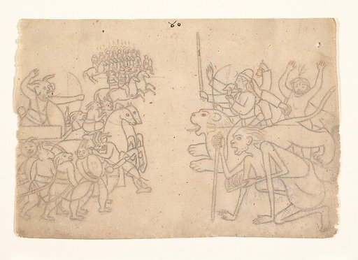 Durga and Kali Approach the Gathered Armies of Chanda and Munda: Scene from the Devi Mahatmya