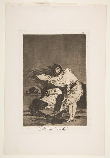 Plate 36 from "Los Caprichos": A bad night (Mala noche)