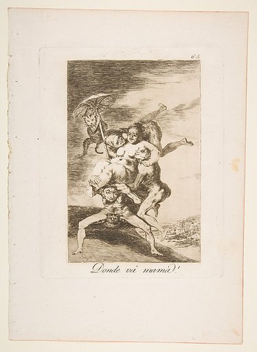 Plate 65 from "Los Caprichos": Where is mom going? (Donde vá mamá?)