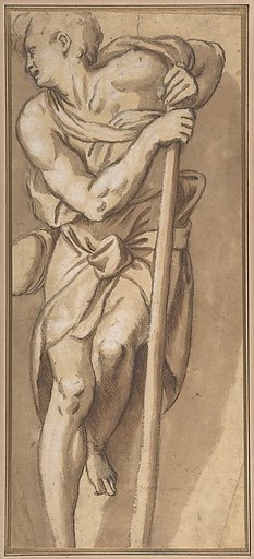 A Man Resting on a Staff