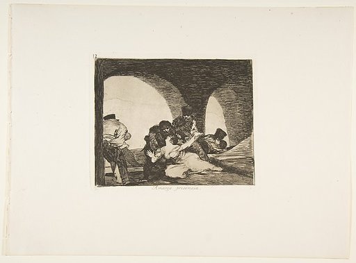 Plate 13 from "The Disasters of War" (Los Desastres de la Guerra): 'Bitter to be Present' (Amarga presencia)