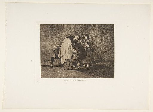 Plate 53  from "The Disasters of War" (Los Desastres de la Guerra): 'There was nothing to be done and he died' (Espiró sin remedio)