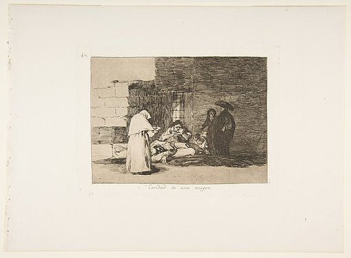 Plate 49 from "The Disasters of War" (Los Desastres de la Guerra): 'A woman's charity' (Caridad de una muger)
