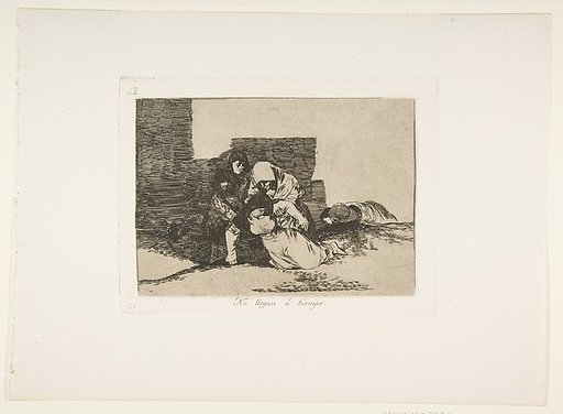 Plate 52 from "The Disasters of War" (Los Desastres de la Guerra): 'They do not arrive in time' (No llegan á tiempo)