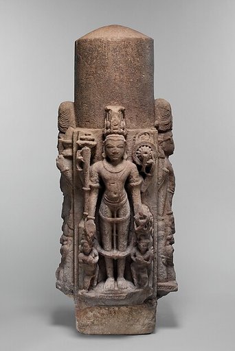 Linga (Phallic Emblem) with Four Standing Deities