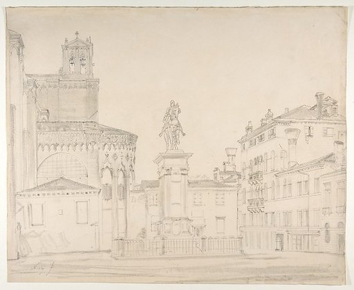 View of the South side of the church of Santi Giovanni e Paolo in Venice, with Verrocchio's statue of Bartolomeo Colleoni