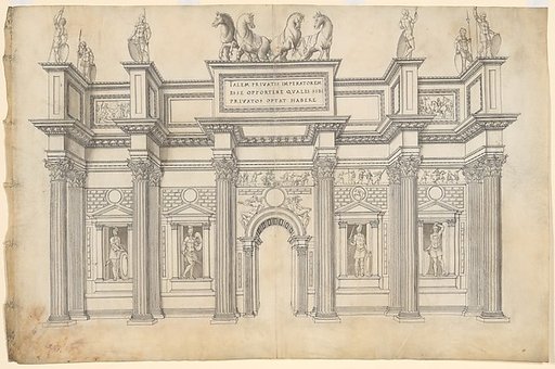 A Monumental Archway with Five Bays in the Corinthian Order