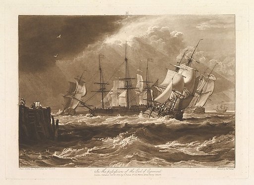 Ships in a Breeze, part II, plate 10 from "Liber Studiorum"