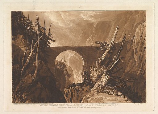 Little Devil's Bridge over the Russ, above Altdorft, Switzerland, part IV, plate 19 from "Liber Studiorum"