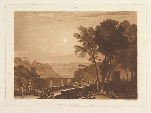 The Bridge and Goats, part IX, plate 43 from "Liber Studiorum"