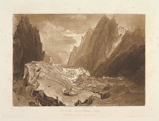 Mêr de Glace, Valley of Chamouni-Savoy, part X, plate 50 from "Liber Studiorum"