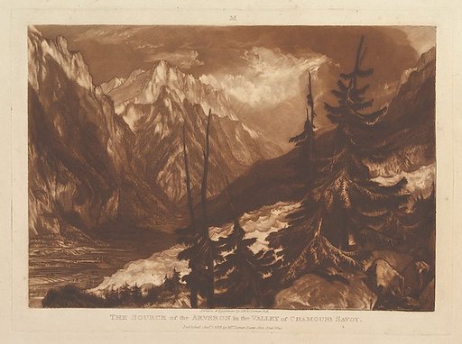 The Source of the Arvaron in the Valley of Chamouni, Savoy, part XII, plate 60 from "Liber Studiorum"